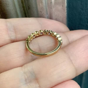 Amethyst Diamond Band/ 3mm Alternating Amethyst Diamond Milgrain Bezel Wedding Band 2 Birthstone Half Eternity Stacking 10K 14K 18K Platinum