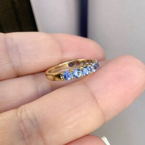 Cornflower Blue Sapphire 11 Stone Ring/ 1.65 Ct Blue Sapphire Pave Wedding Band/ September Birthstone Stacking Ring/ 10K, 14K, 18K, Platinum