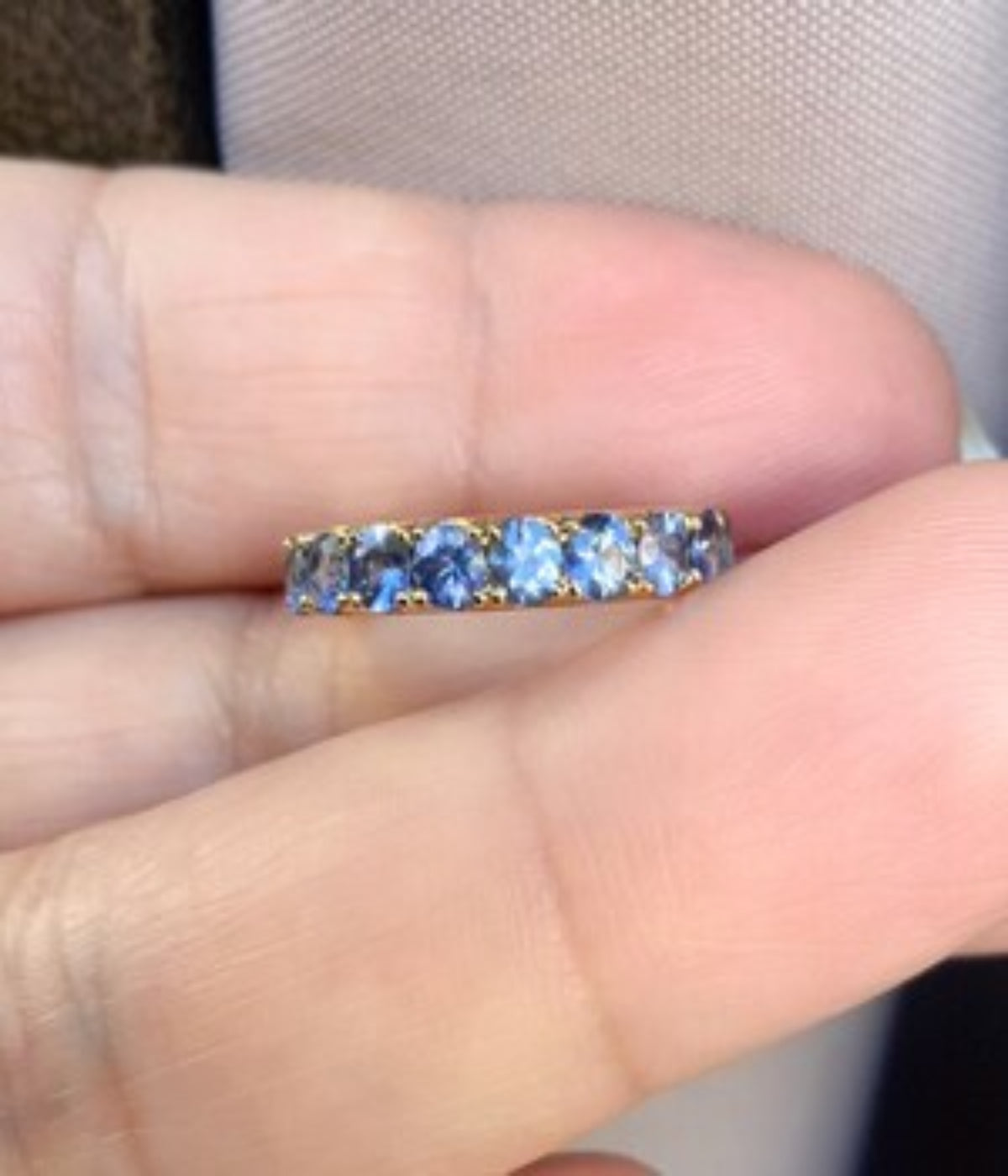 Cornflower Blue Sapphire 11 Stone Ring/ 1.65 Ct Blue Sapphire Pave Wedding Band/ September Birthstone Stacking Ring/ 10K, 14K, 18K, Platinum