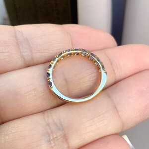 Cornflower Blue Sapphire 11 Stone Ring/ 1.65 Ct Blue Sapphire Pave Wedding Band/ September Birthstone Stacking Ring/ 10K, 14K, 18K, Platinum