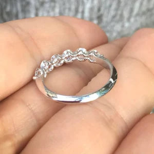 One Carat Lab Grown Diamond Floating Bubble Ring/ 3.5mm Prong Set 6 Stone Diamond Wedding Band/ Diamond Stacking Ring/ 10K 14K 18K Platinum