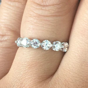 Natural Diamond Bubble Band/ 3.5mm 6 Stone Floating Diamond Ring/ Prong Set 6 Diamonds/ Bigger Diamond Wedding Stacking Ring with APPRAISAL