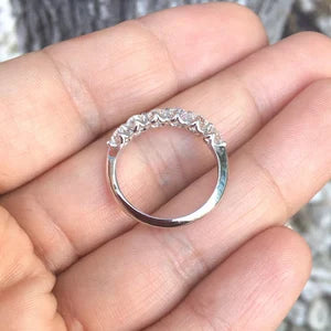 One Carat Lab Grown Diamond Floating Bubble Ring/ 3.5mm Prong Set 6 Stone Diamond Wedding Band/ Diamond Stacking Ring/ 10K 14K 18K Platinum