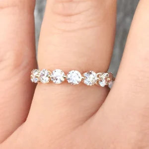Lab Grown Diamond Bubble Ring/ 3.5mm 8 Stone Floating Diamond Ring/ Prong Set Large Diamond Band/ Women's Wedding Band/ 14K 18K or Platinum
