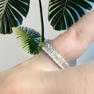 Emerald Cut Lab Grown Diamond Band/ 8 Carat Eternity Ring/ Rectangle Diamond Wedding Band/ Claw Prong Emerald Cut Diamond Ring withAppraisal