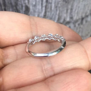 Natural Diamond Bubble Band/ 3.5mm 6 Stone Floating Diamond Ring/ Prong Set 6 Diamonds/ Bigger Diamond Wedding Stacking Ring with APPRAISAL