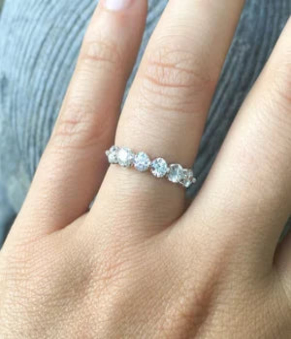 Natural Diamond Bubble Band/ 3.5mm 6 Stone Floating Diamond Ring/ Prong Set 6 Diamonds/ Bigger Diamond Wedding Stacking Ring with APPRAISAL