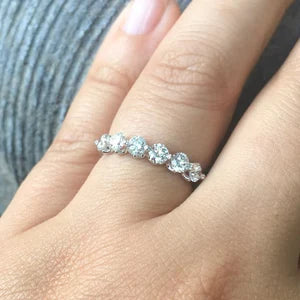 One Carat Lab Grown Diamond Floating Bubble Ring/ 3.5mm Prong Set 6 Stone Diamond Wedding Band/ Diamond Stacking Ring/ 10K 14K 18K Platinum