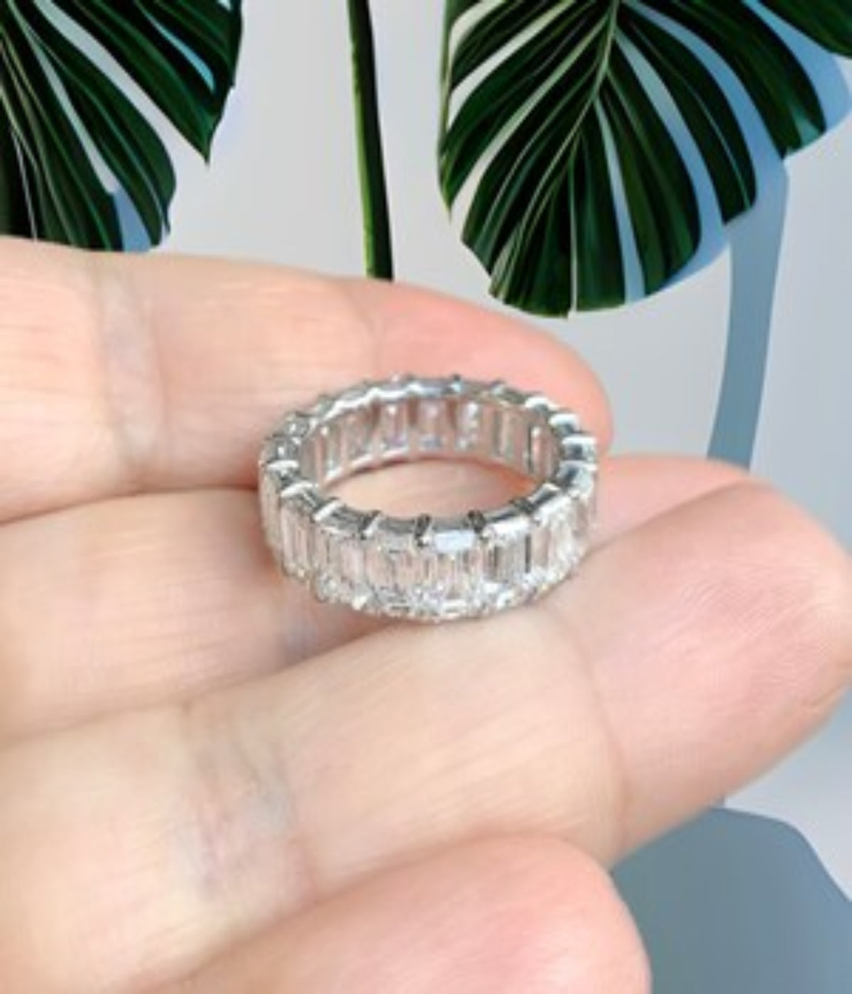 Emerald Cut Lab Grown Diamond Band/ 8 Carat Eternity Ring/ Rectangle Diamond Wedding Band/ Claw Prong Emerald Cut Diamond Ring withAppraisal