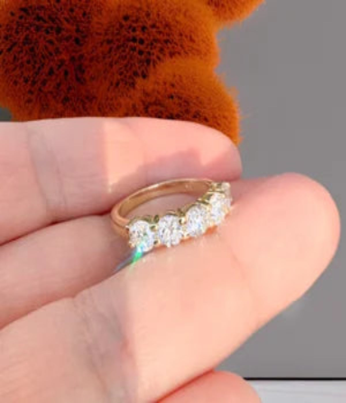Five Stone Diamond Ring/ 1.5ct Lab Grown Diamond Wedding 5th Anniversary Ring/ 5 Stone Shared Prong Set Ring/ Gold or Platinum/ w Appraisal