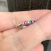 Mother's Ring/ 3 Stone Personalized Family Birthstone Ring w Diamonds/ Multi Stone Stack Ring: Blue Sapphire, Ruby/ 14K 18K Platinum Custom