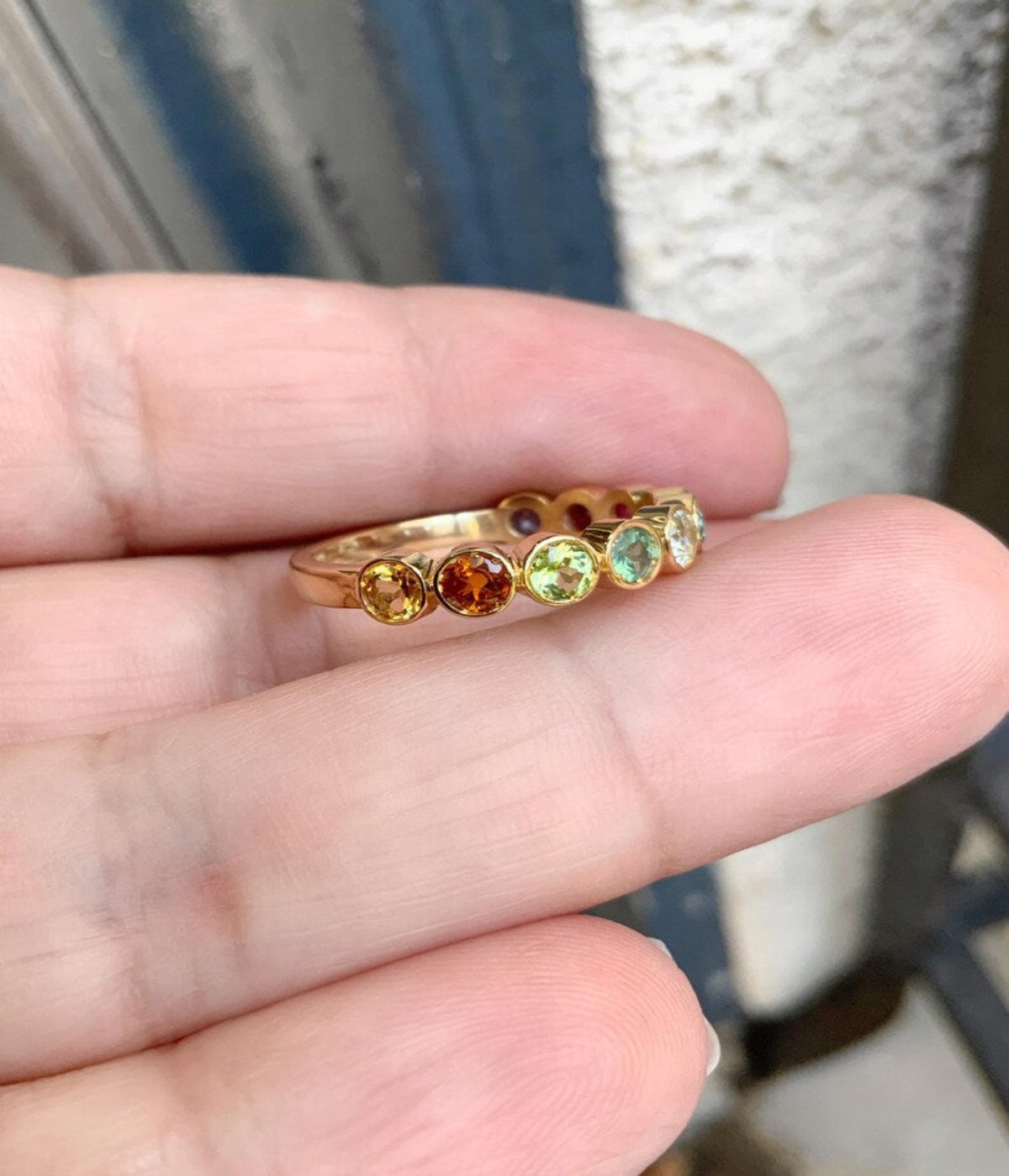 Multicolor Bezel Bubble Ring