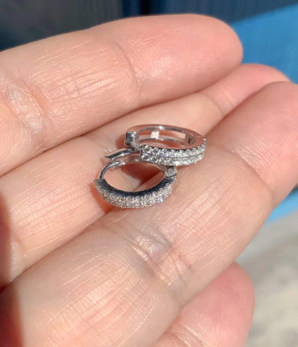 Double Row Diamond Hoop Earring