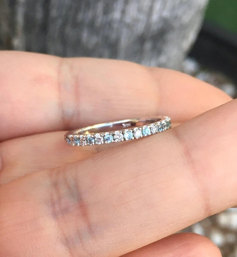 Blue Zircon Diamond Band