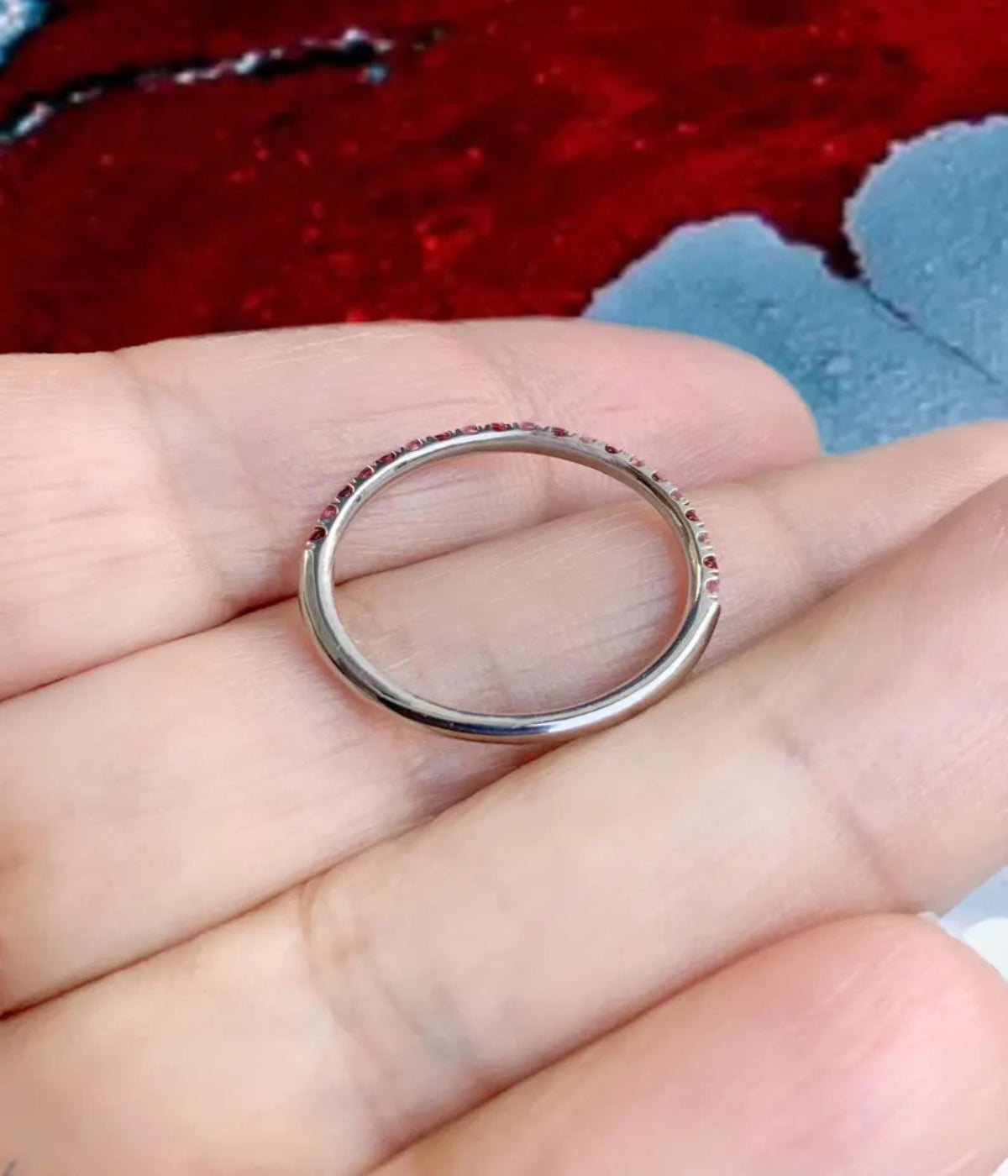 Garnet Pink Tourmaline Pave Band
