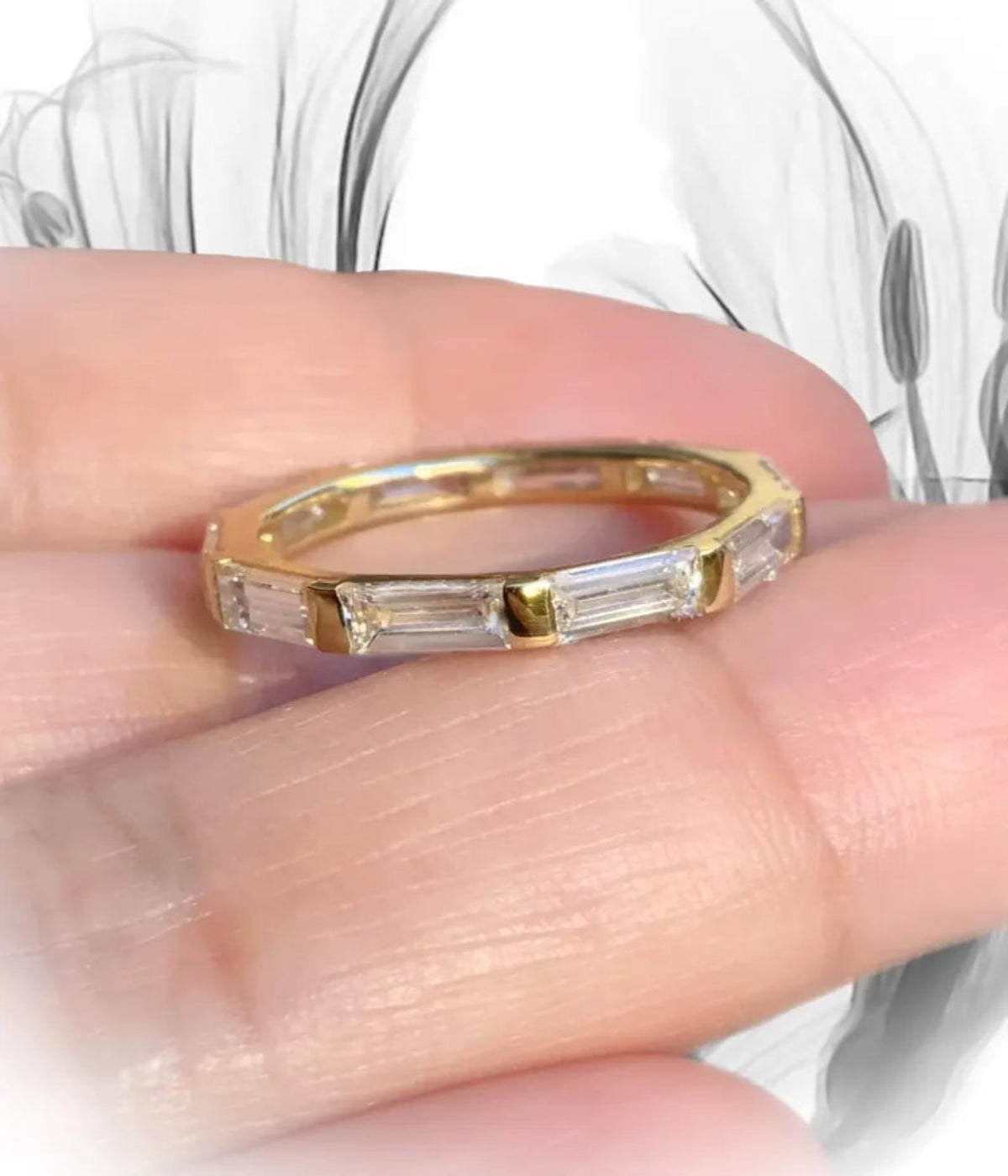 Baguette Bar Diamond Ring