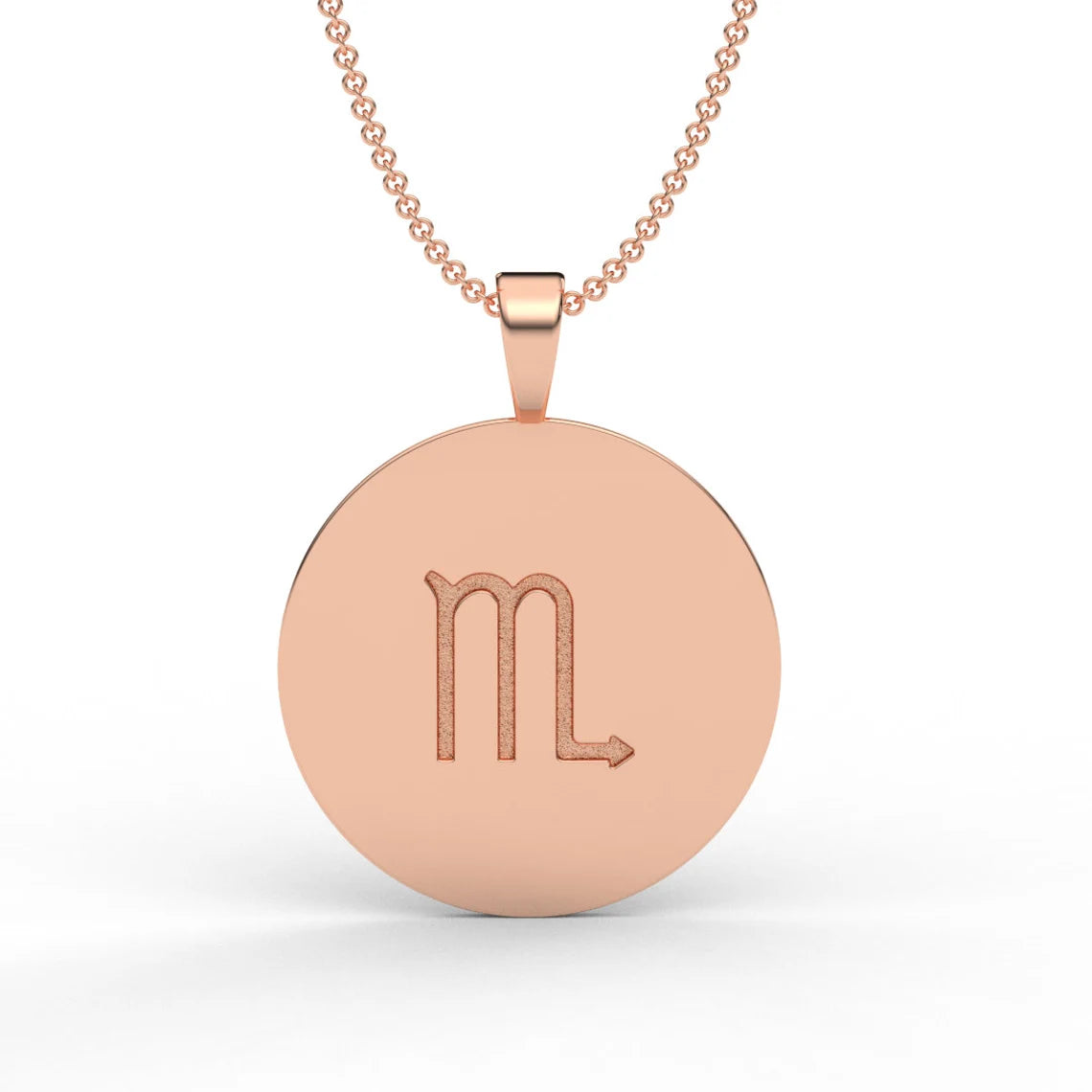 SCORPIO Zodiac Coin Necklace/ Scorpio Horoscope Medallion/ Unique 2-sided Scorpio Constellation Disk Necklace with Diamond Stars/ 14K - 18K