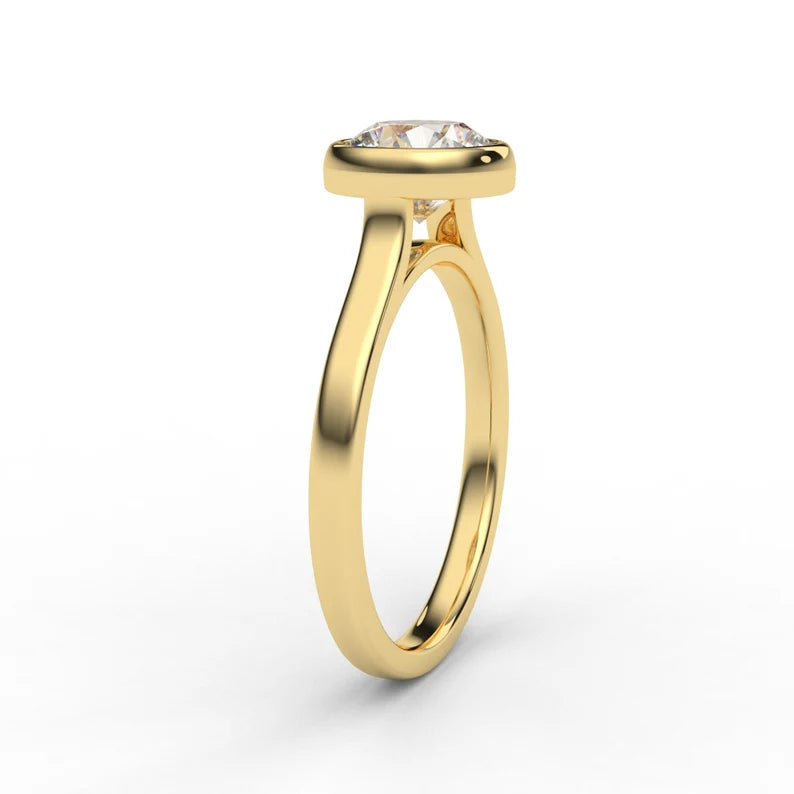 Lab Grown Diamond 1.3 Carat Solitaire Bezel Set / 14K 18K or Platinum Appraisal Certificate Included