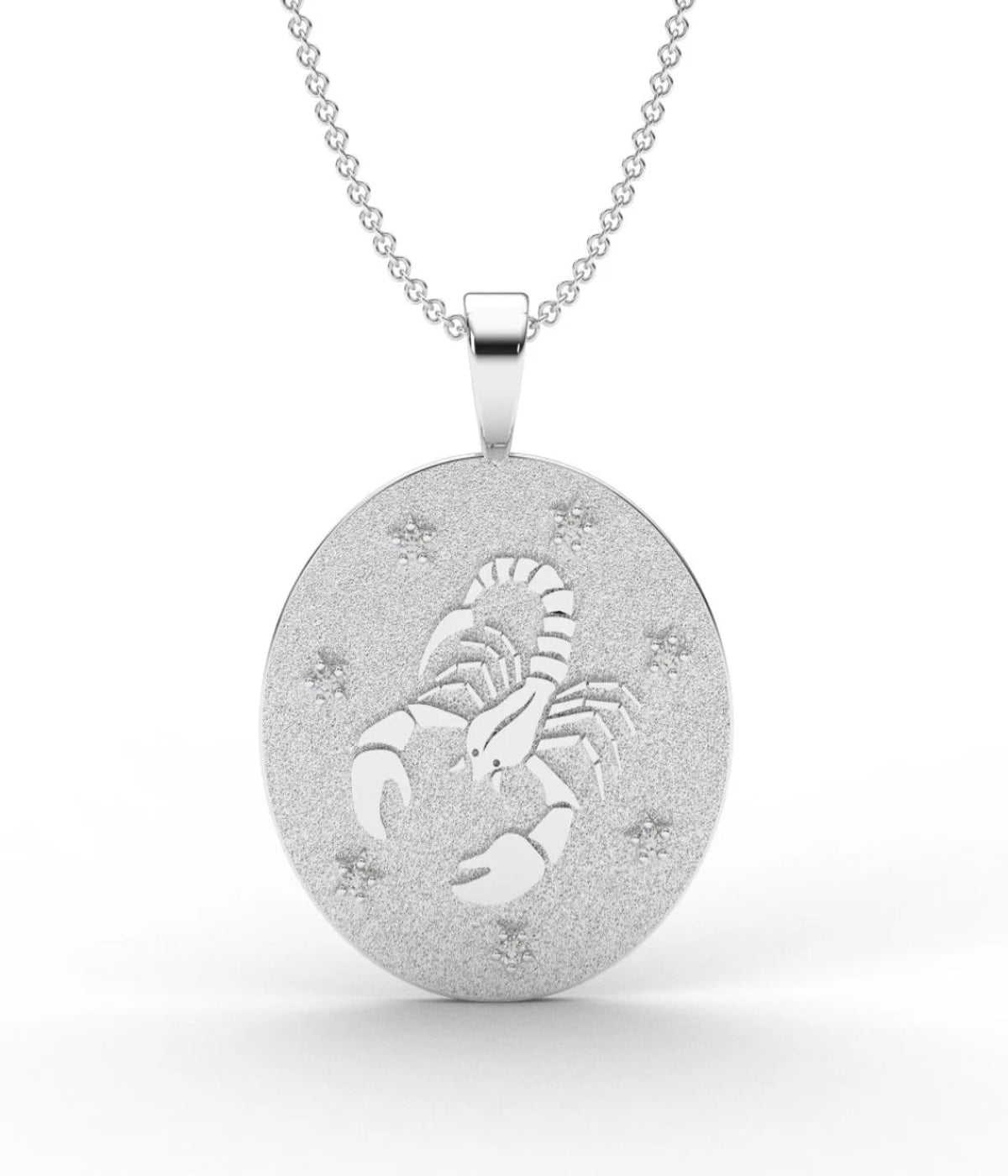 SCORPIO Zodiac Coin Necklace/ Scorpio Horoscope Medallion/ Unique 2-sided Scorpio Constellation Disk Necklace with Diamond Stars/ 14K - 18K