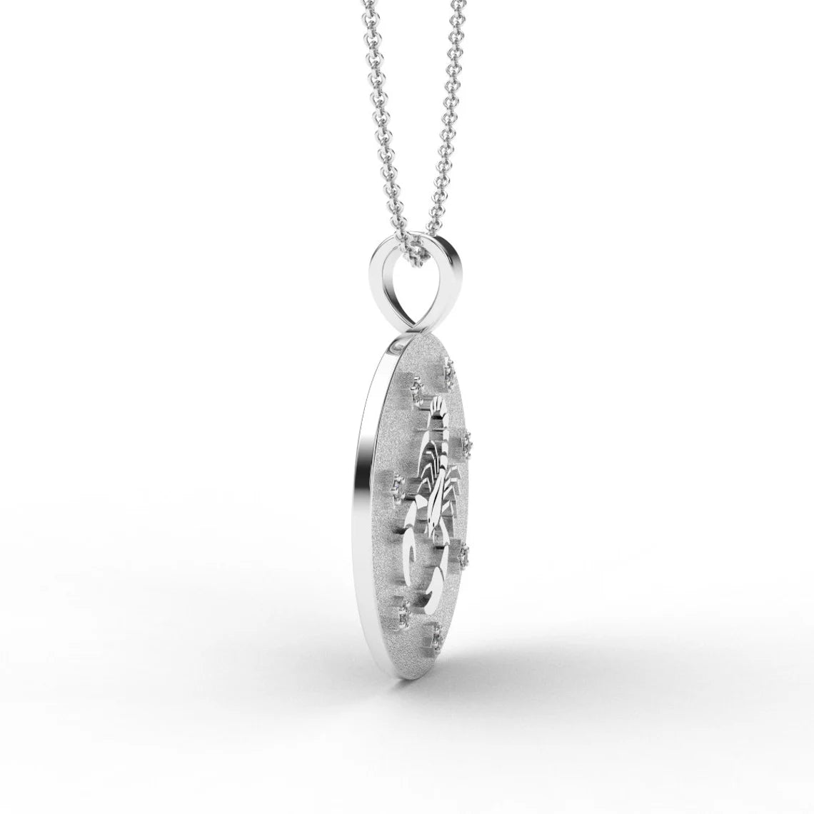 SCORPIO Zodiac Coin Necklace/ Scorpio Horoscope Medallion/ Unique 2-sided Scorpio Constellation Disk Necklace with Diamond Stars/ 14K - 18K