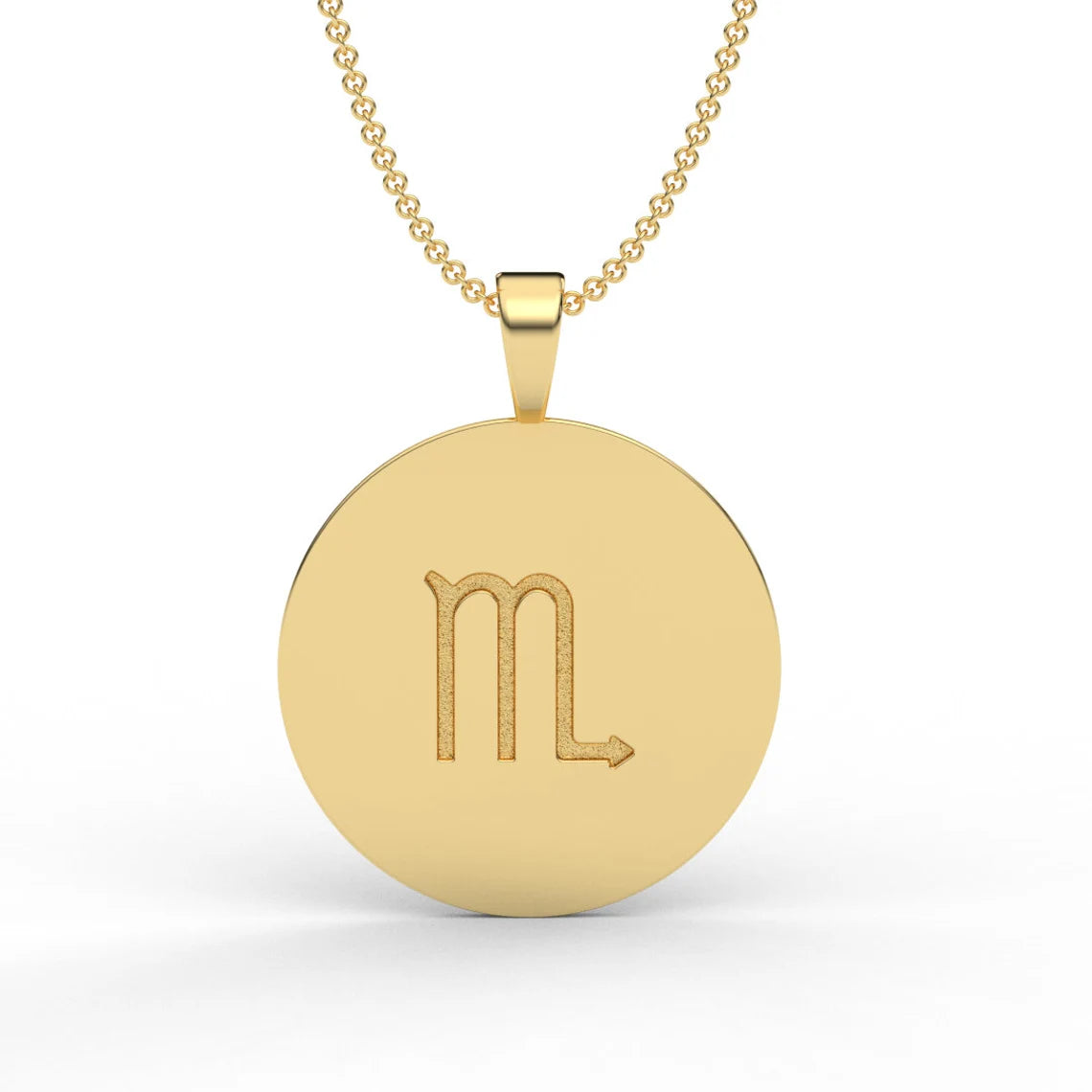 SCORPIO Zodiac Coin Necklace/ Scorpio Horoscope Medallion/ Unique 2-sided Scorpio Constellation Disk Necklace with Diamond Stars/ 14K - 18K